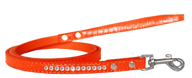 Clear Jewel Croc Leash Orange 1/2'' wide x 6' long